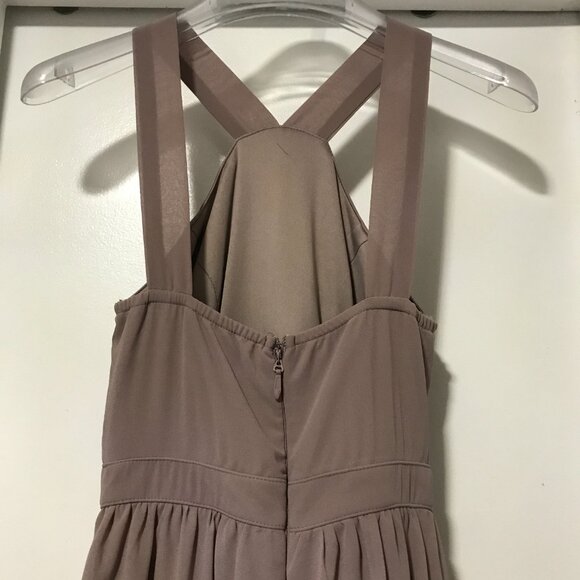 Lulus Air of Romance Taupe Halter Maxi Bridesmaid Gown Women’s Size Small Dress - Picture 5 of 6
